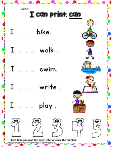 Print the sight word can